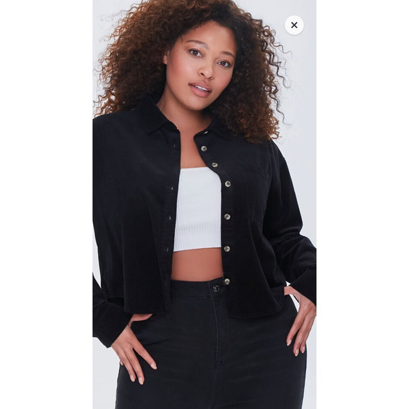 Forever21 Black 3X NWT Lightweight Button Front Corduroy Shirt NEW - Picture 7 of 13